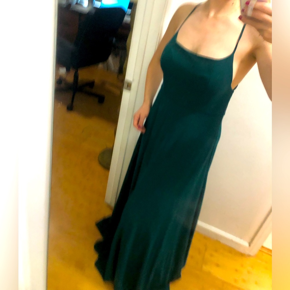 Forest green chiffon maxi dress